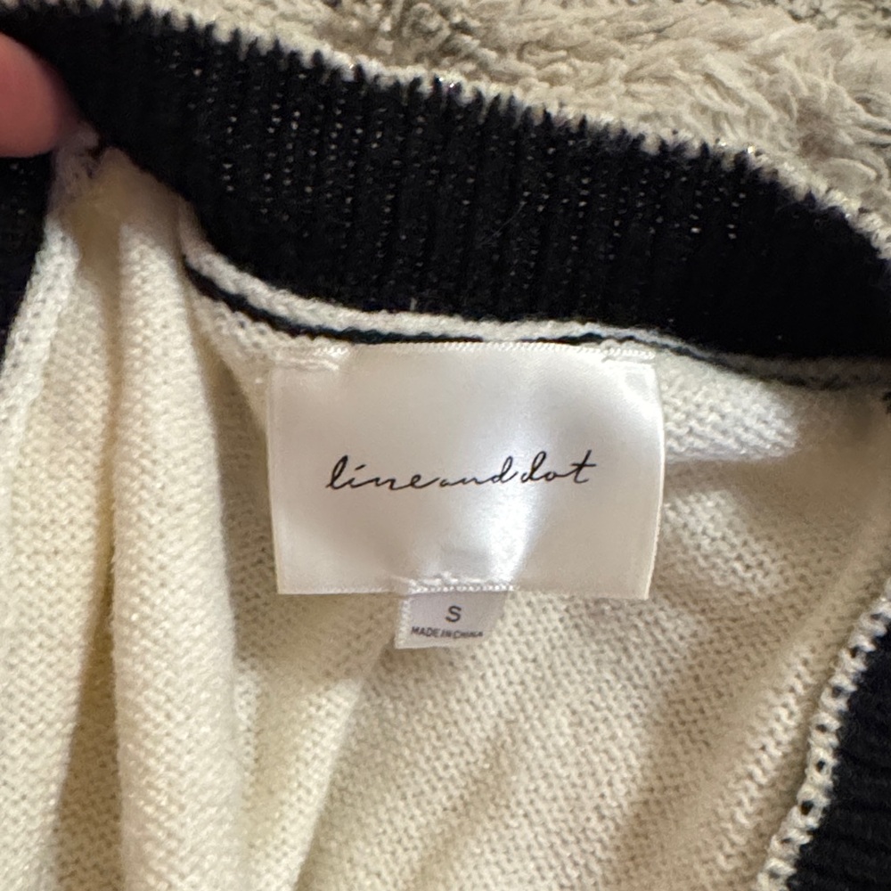 Line & Dot Black and White Striped Cardigan - Picture 2 of 4
